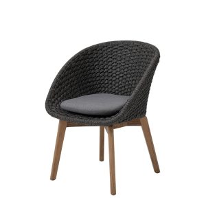 PEACOCK STOL M/TEAK BEIN DARK GREY, CANE-LINE SOFT ROPE