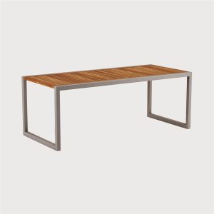 NINIX TABLE 200X90CM WITH STAINLESS STEEL AND TEAK