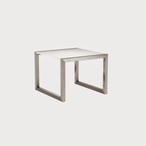NINIX SIDE TABLE 50X50CM WITH STAINLESS STEEL AND CERAMIC WHITE