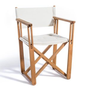 KRYSS DINING CHAIR TEAK WITH WHITE NAUTIC BLANCO FABRIC