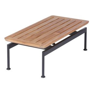 LAYOUT NARROW LOW TABLE 80 RECTANGULAR WITH TEAK TOP (POWDER COATED) (FORGE GREY FRAME)