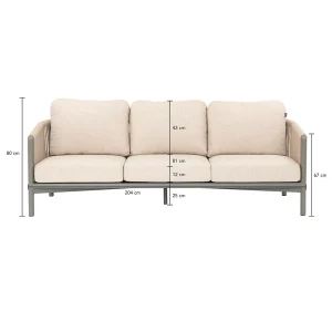 Bora Bora sofa 204, frame aluminium Taupe, rope weave Oak, Bee Wett cushion Natural Oak